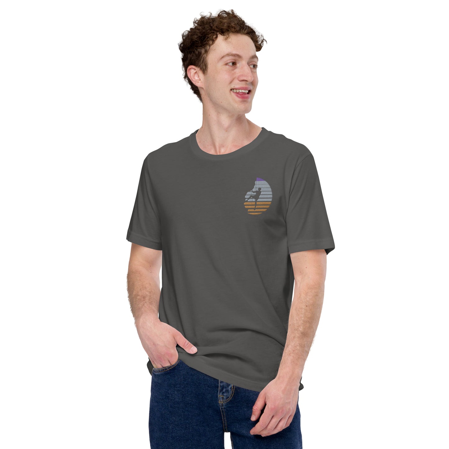 Rock Climbing Embroidery Design; Unisex t-shirt