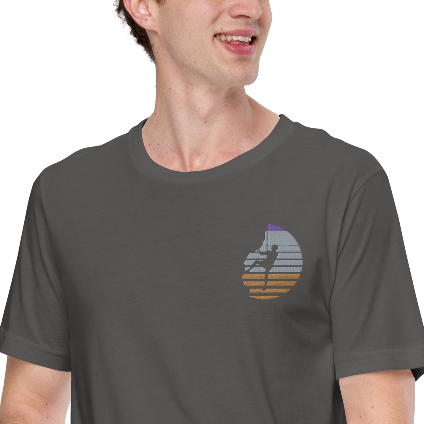 Rock Climbing Embroidery Design; Unisex t-shirt