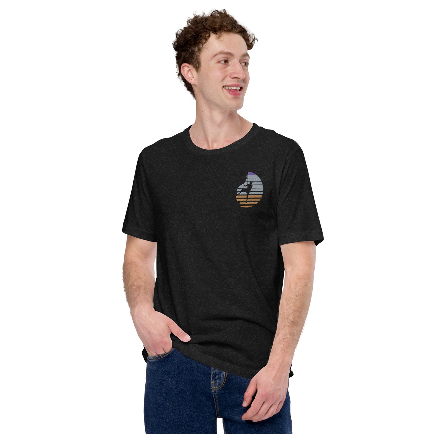 Rock Climbing Embroidery Design; Unisex t-shirt