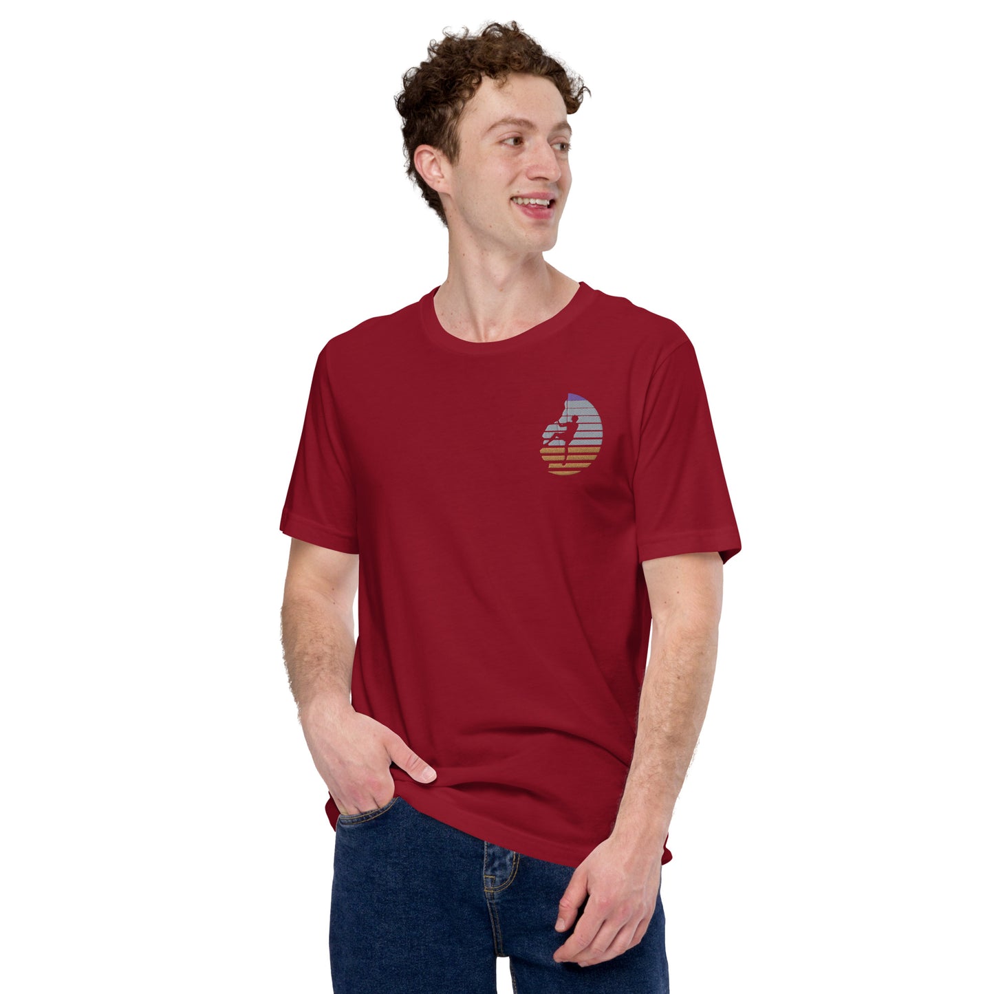 Rock Climbing Embroidery Design; Unisex t-shirt